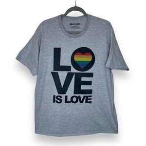 Retreez Love Is Love Heather Gray T Shirt Crew Neck Short Sleeve Unisex Size XL